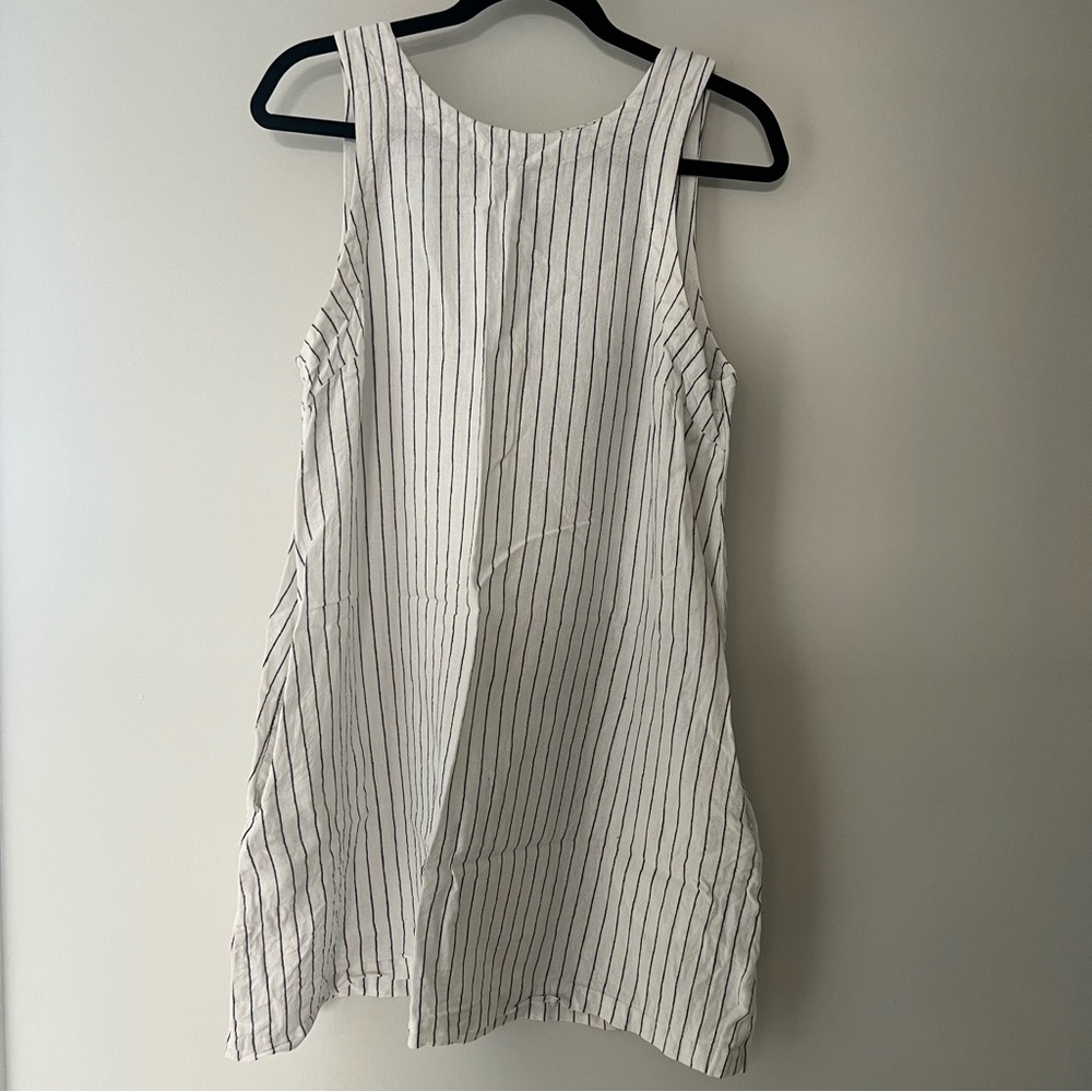 White Striped Sleeveless Dress
